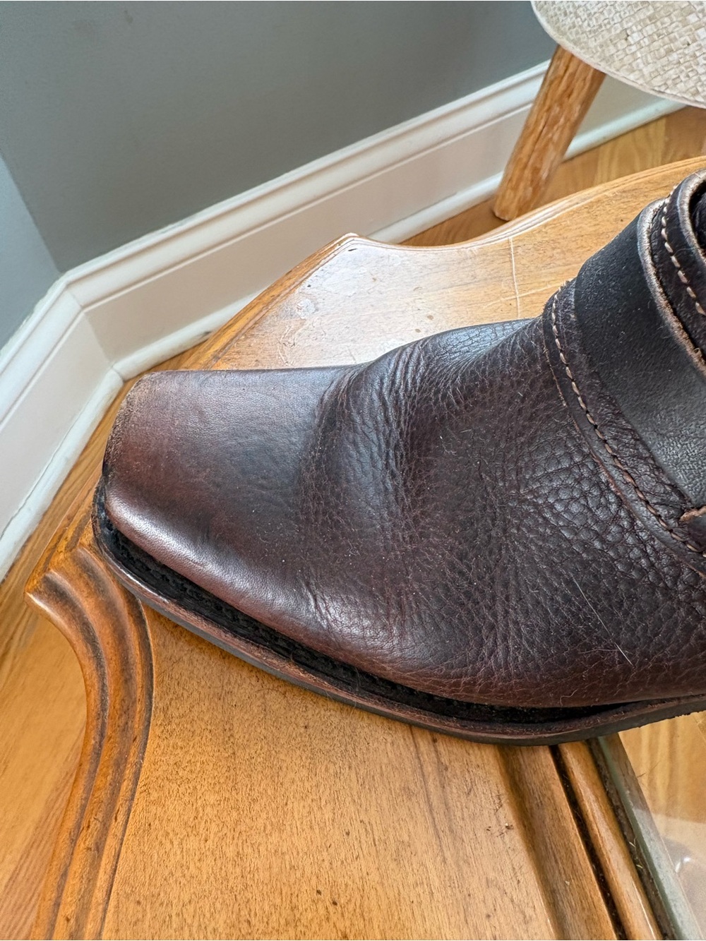 Frye Dark Brown Leather Harness Western Boots - Picture 2 of 9